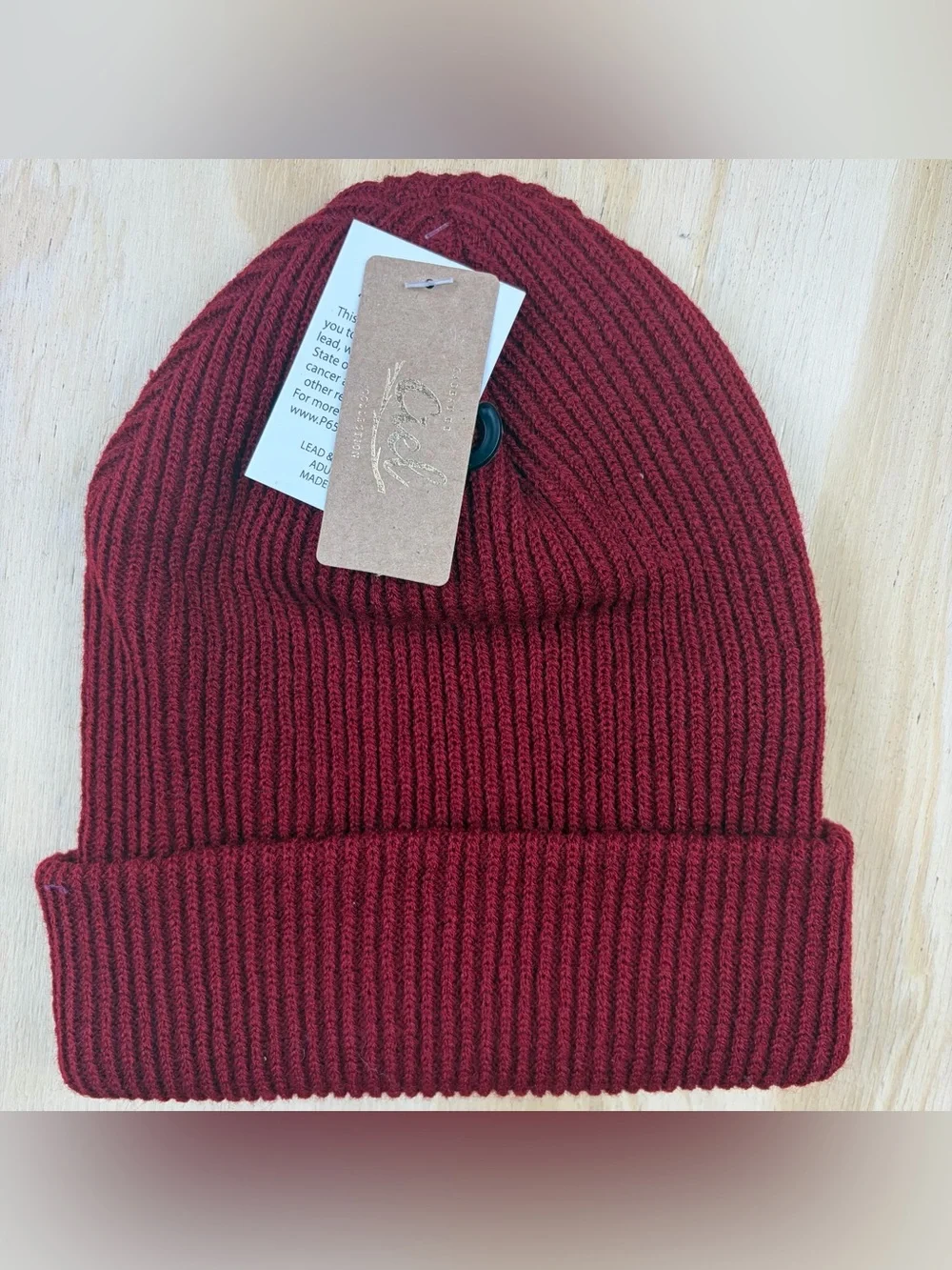 ⁠Cadeau de Ciel Women Winter Beanie Hat Ribbed Knit Cuffed Lot Purple Burgundy⁠